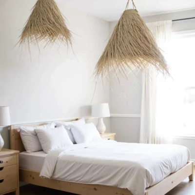 Handwoven Palm Leaf Pendant Light – Moroccan Lampshade (3 Sizes)