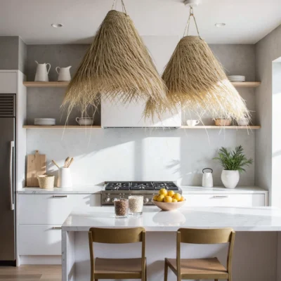 Handwoven Palm Leaf Pendant Light – Moroccan Lampshade (3 Sizes)