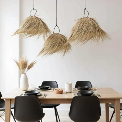 Natural Palm Leaf Light Shade – 45 cm Handwoven Moroccan Pendant Lamp