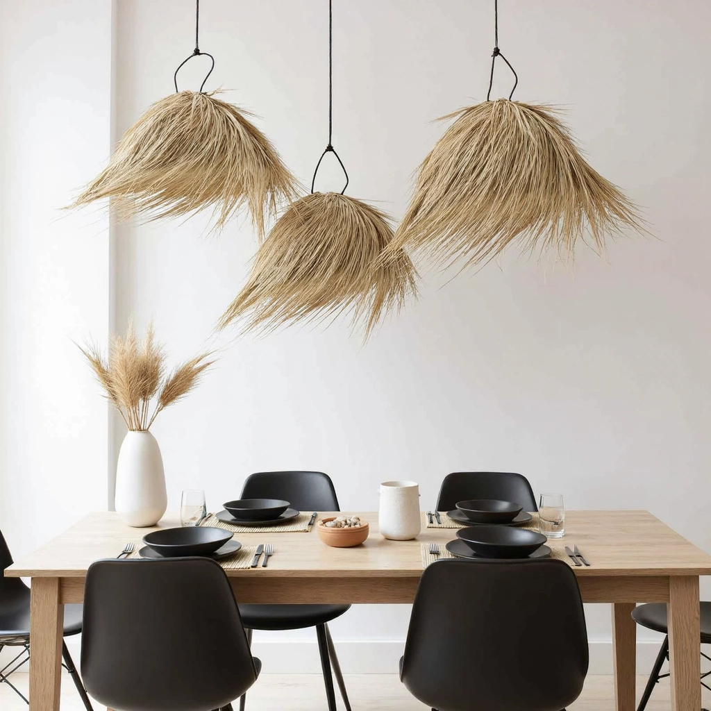 Natural Palm Leaf Light Shade – 45 cm Handwoven Moroccan Pendant Lamp