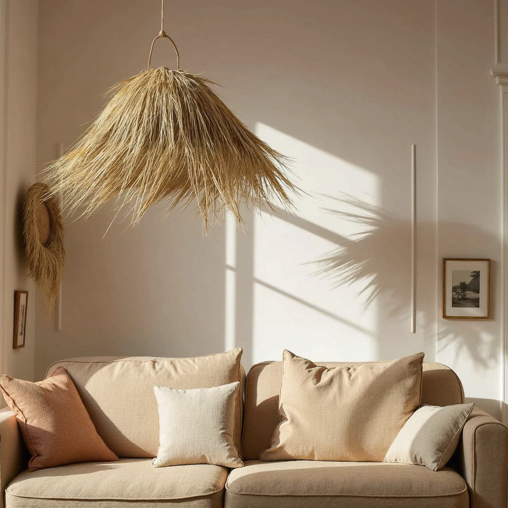 Natural Palm Leaf Light Shade – 45 cm Handwoven Moroccan Pendant Lamp