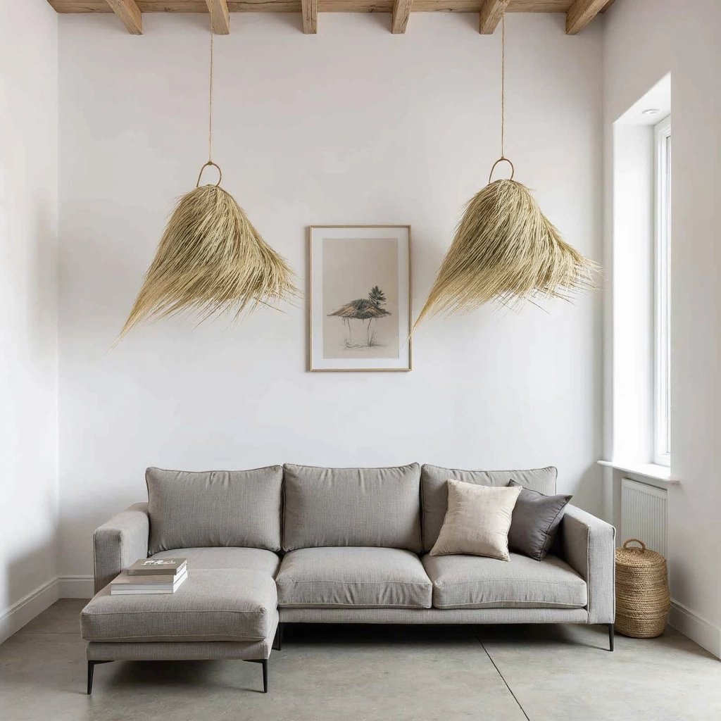 Natural Palm Leaf Light Shade – 45 cm Handwoven Moroccan Pendant Lamp