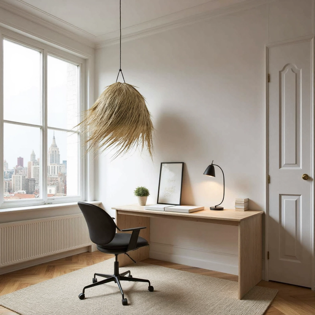 Natural Palm Leaf Light Shade – 45 cm Handwoven Moroccan Pendant Lamp