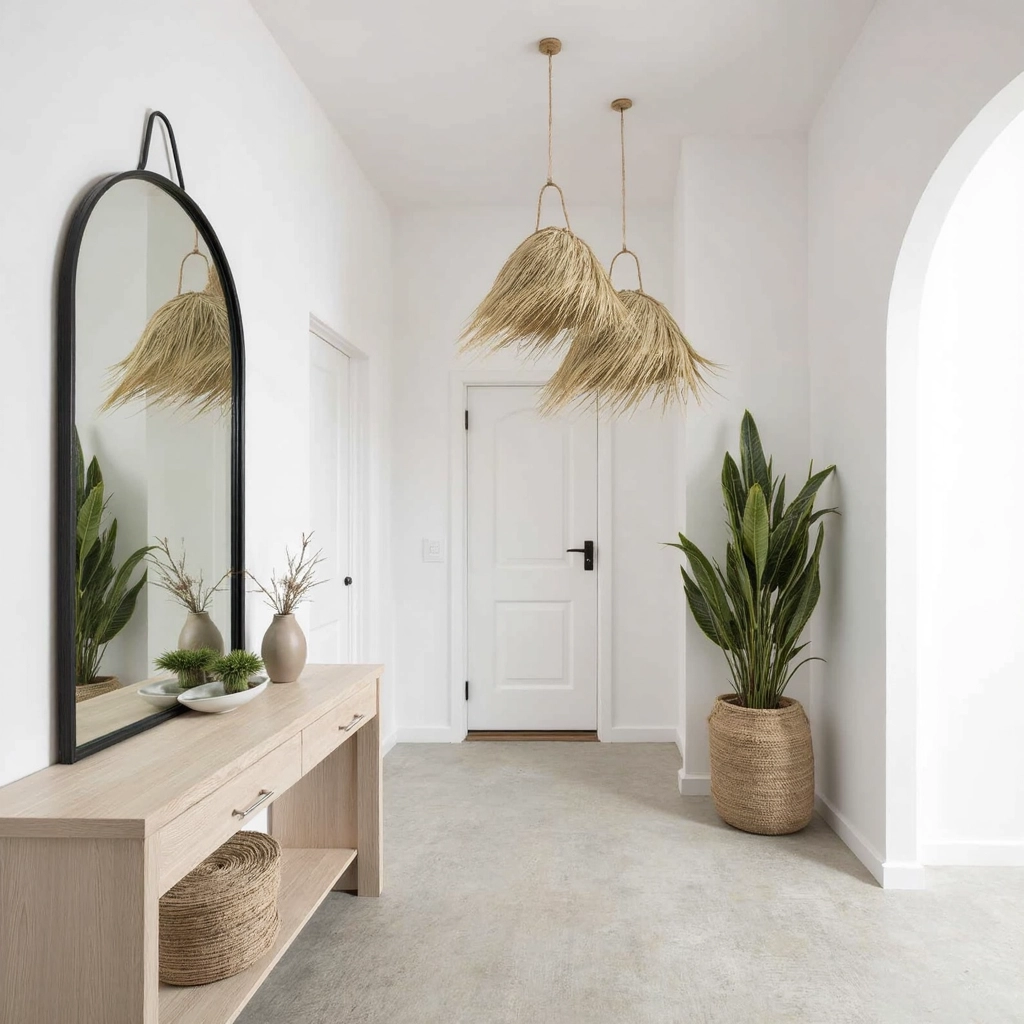 Natural Palm Leaf Light Shade – 45 cm Handwoven Moroccan Pendant Lamp