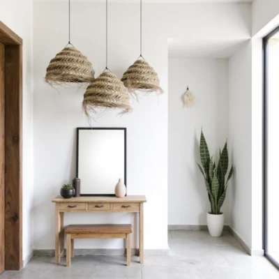 Oversized Moroccan Straw Chandelier – Handwoven Artisan Pendant Light (50 cm)
