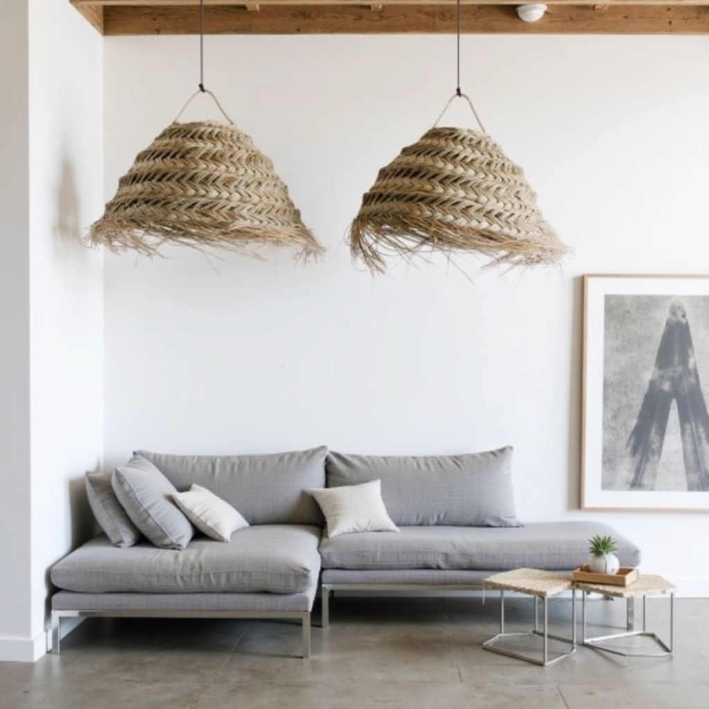 Oversized Moroccan Straw Chandelier – Handwoven Artisan Pendant Light (50 cm)