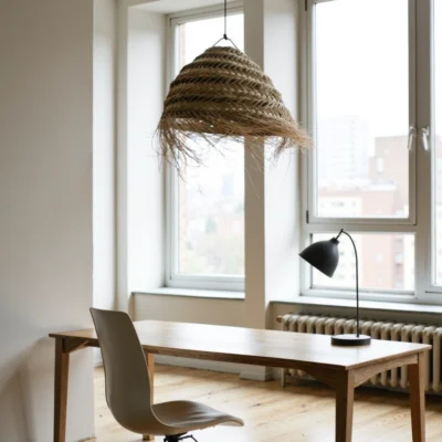 Oversized Moroccan Straw Chandelier – Handwoven Artisan Pendant Light (50 cm)