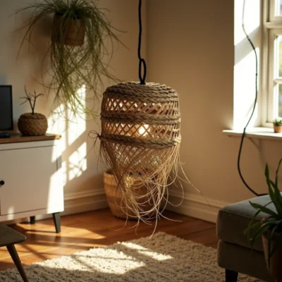 Handwoven Moroccan Straw Pendant Light – 3 Sizes | Natural Boho Hanging Lamp