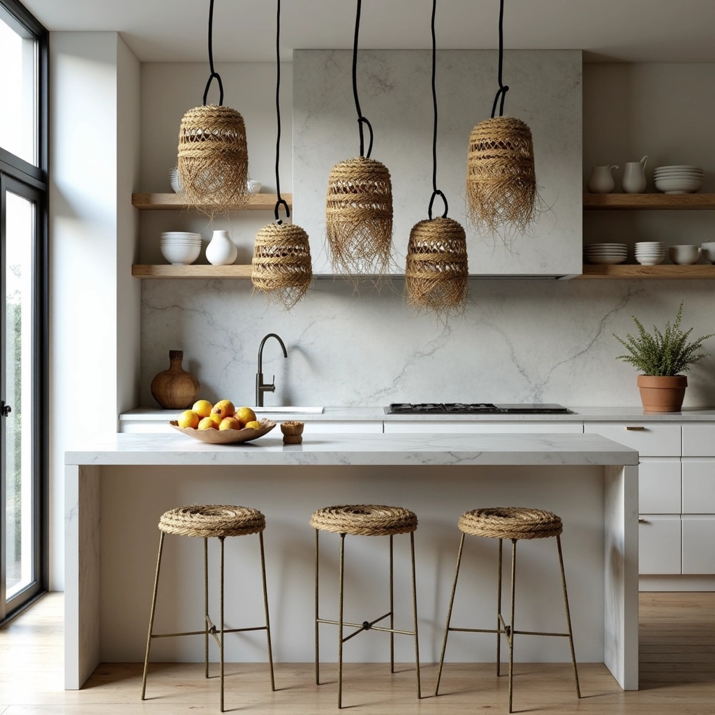 Handwoven Moroccan Straw Pendant Light – 3 Sizes | Natural Boho Hanging Lamp