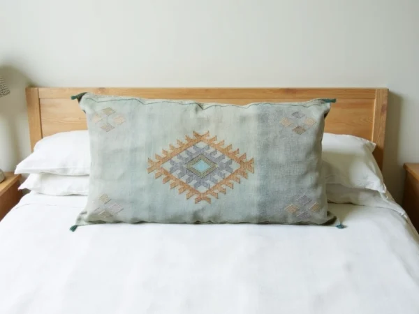 Large-Moroccan-Silk-Cactus-Pillow-Cover-36x16-Inches-with-Embroidered-Details-8.webp Light Green – Large Handwoven Moroccan Cactus Silk Pillow Cover with Diamond Motif (36″ × 16″)
