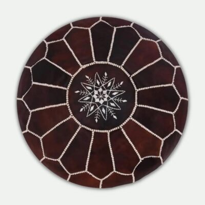 Set of 4 Moroccan Leather Poufs – Handcrafted Ottomans in Blue, Brown, Green