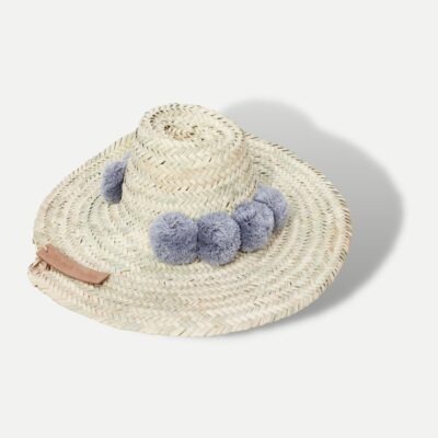 Moroccan-Straw-Beach-Hat-With-Pompom-2.jpeg Handwoven Moroccan Pompom Straw Beach Hat – 26″ Wide Brim Boho Sun Hat