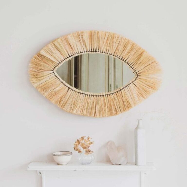 Moroccan-Straw-Eye-Mirror.jpeg Moroccan Straw Eye Mirror – Handwoven Raffia Wall Decor | Boho Wall Accent