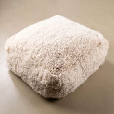 Beni Ourain Floor Pillow Cover – 24x24 in (60x60 cm) Handwoven Moroccan Wool Cushion