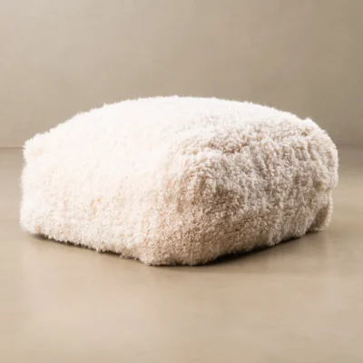 Beni Ourain Floor Pillow Cover – 24x24 in (60x60 cm) Handwoven Moroccan Wool Cushion