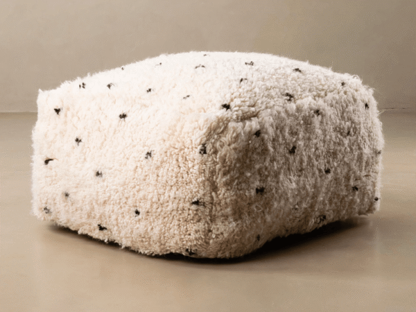 Beni Ourain Floor Pillow Cover – 24x24 in (60x60 cm) Handwoven Moroccan Wool Cushion