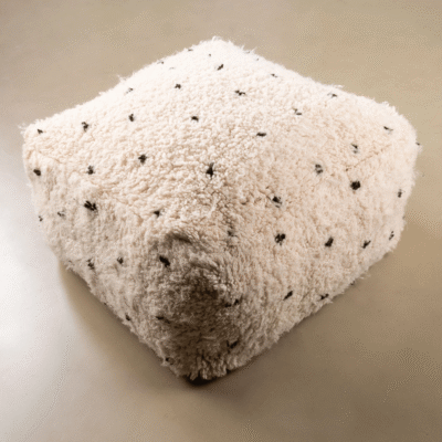 Beni Ourain Floor Pillow Cover – 24x24 in (60x60 cm) Handwoven Moroccan Wool Cushion