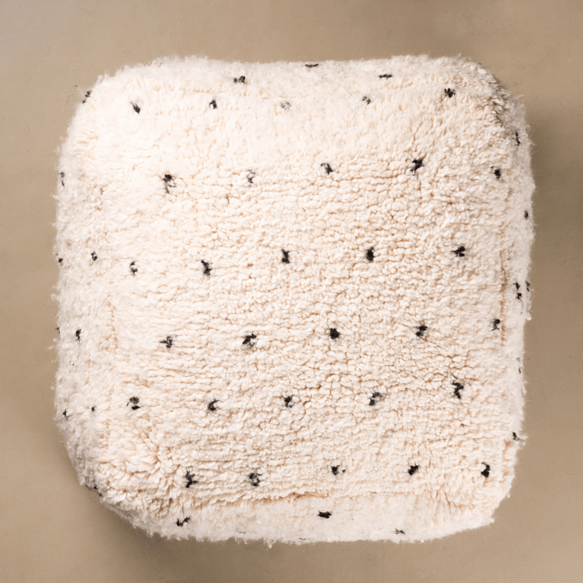 Beni Ourain Floor Pillow Cover – 24x24 in (60x60 cm) Handwoven Moroccan Wool Cushion