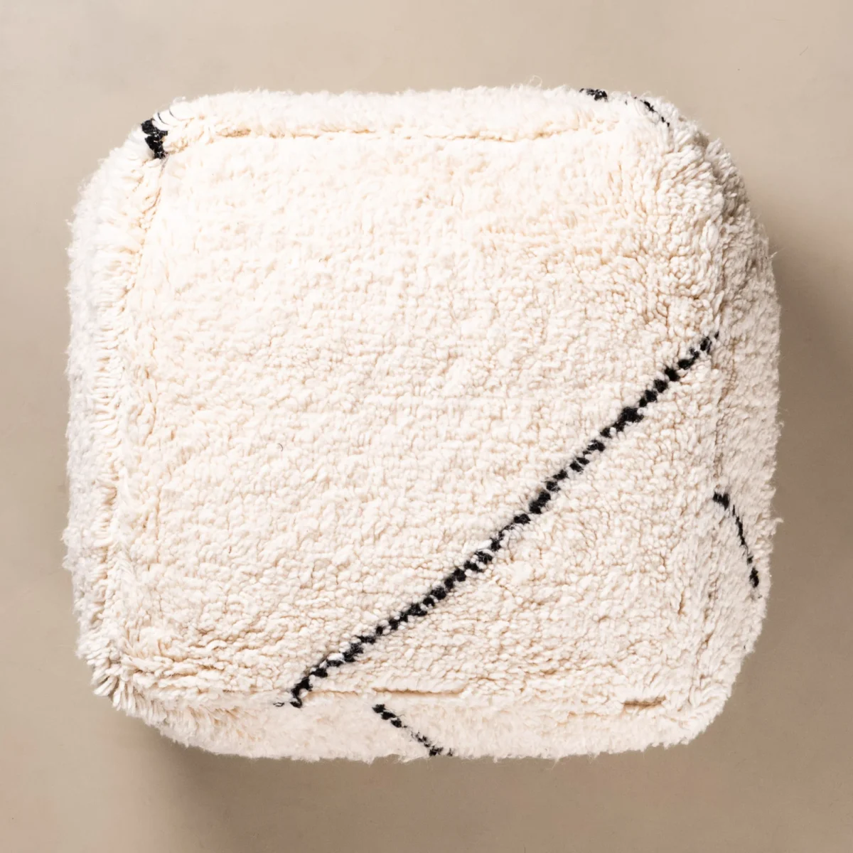 Beni Ourain Floor Pillow Cover – 22x22 in (55x55 cm) Handwoven Moroccan Wool Cushion