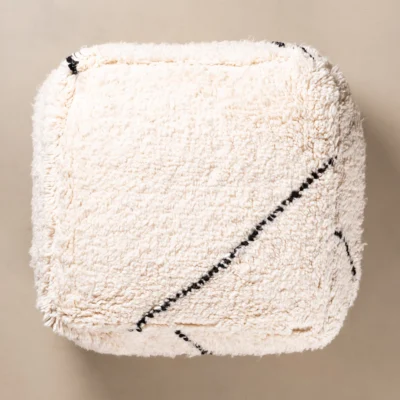 Beni Ourain Floor Pillow Cover – 22x22 in (55x55 cm) Handwoven Moroccan Wool Cushion