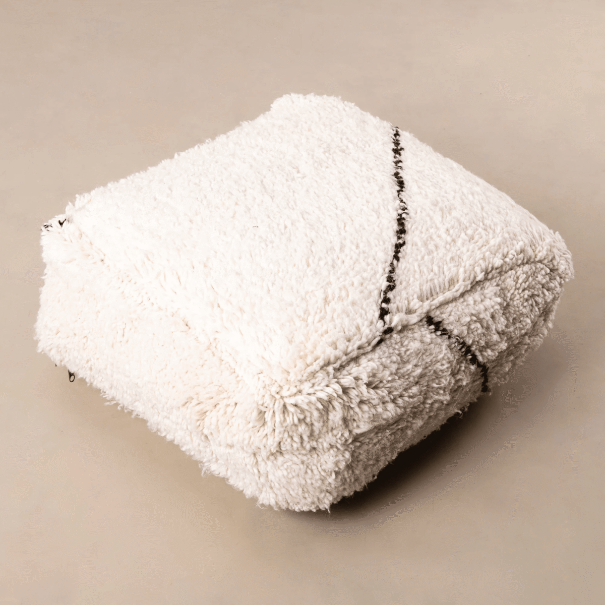 Beni Ourain Floor Pillow Cover – 22x22 in (55x55 cm) Handwoven Moroccan Wool Cushion