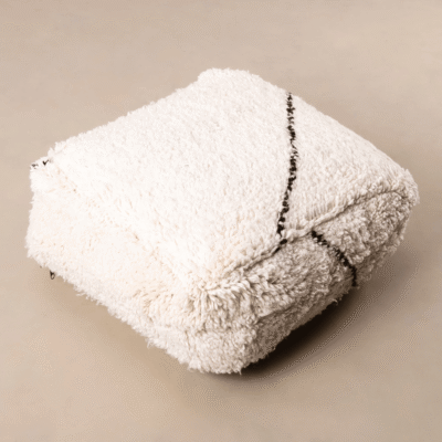 Beni Ourain Floor Pillow Cover – 22x22 in (55x55 cm) Handwoven Moroccan Wool Cushion