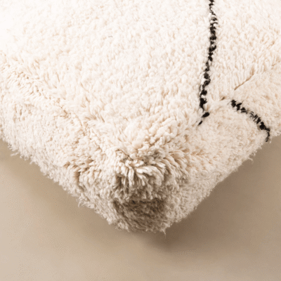Beni Ourain Floor Pillow Cover – 22x22 in (55x55 cm) Handwoven Moroccan Wool Cushion