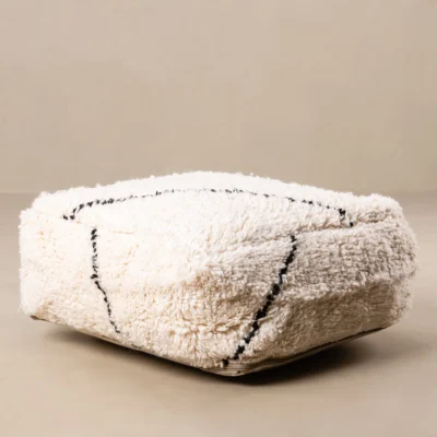 Beni Ourain Floor Pillow Cover – 22x22 in (55x55 cm) Handwoven Moroccan Wool Cushion
