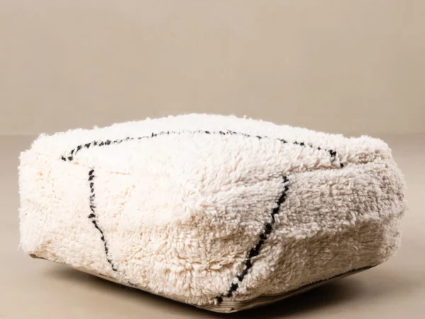 Beni Ourain Floor Pillow Cover – 22x22 in (55x55 cm) Handwoven Moroccan Wool Cushion