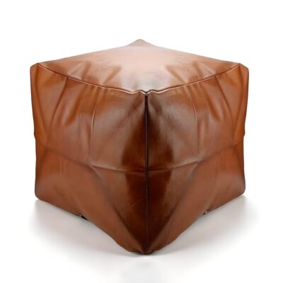 Stylish-Moroccan-Leather-Pouffe-Ottoman-1.jpg Handcrafted Leather Square Pouffe Ottoman – 16″ Minimalist Moroccan Design