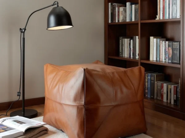 Stylish-Moroccan-Leather-Pouffe-Ottoman-3.webp Handcrafted Leather Square Pouffe Ottoman – 16″ Minimalist Moroccan Design