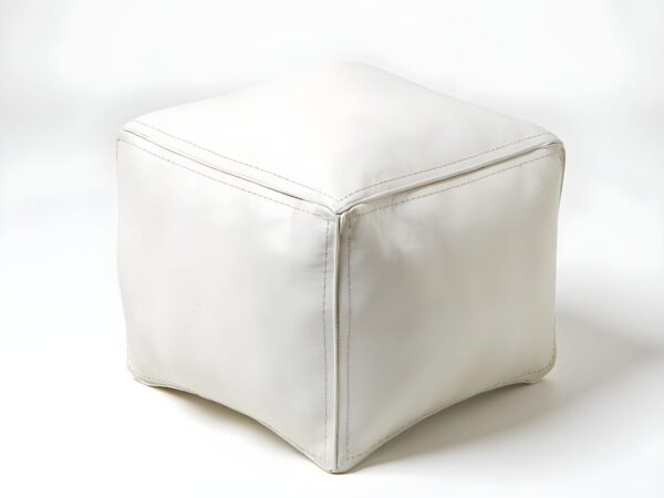 Stylish-Moroccan-White-Square-Leather-Pouf-1.jpg White Square Leather Pouf – Modern Moroccan Handcrafted Ottoman (16″ × 16″ × 15″)