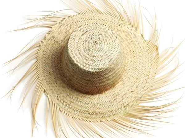 Artisanal Fringe Summer Straw Hat – Handwoven Wide Brim Sun Hat (26″)