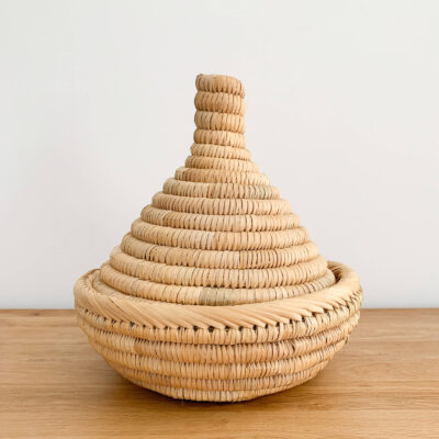 Wicker Tagine Basket – Handwoven Moroccan Decorative Cover (25x21 cm)
