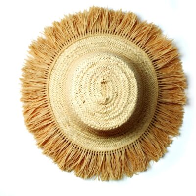 Woven-Garden-Hat-Palm-Leaf-Hat-3-2.jpg Handwoven Fringe Garden Hat – Natural Straw Sun Hat with Wide Brim (26″ Diameter)