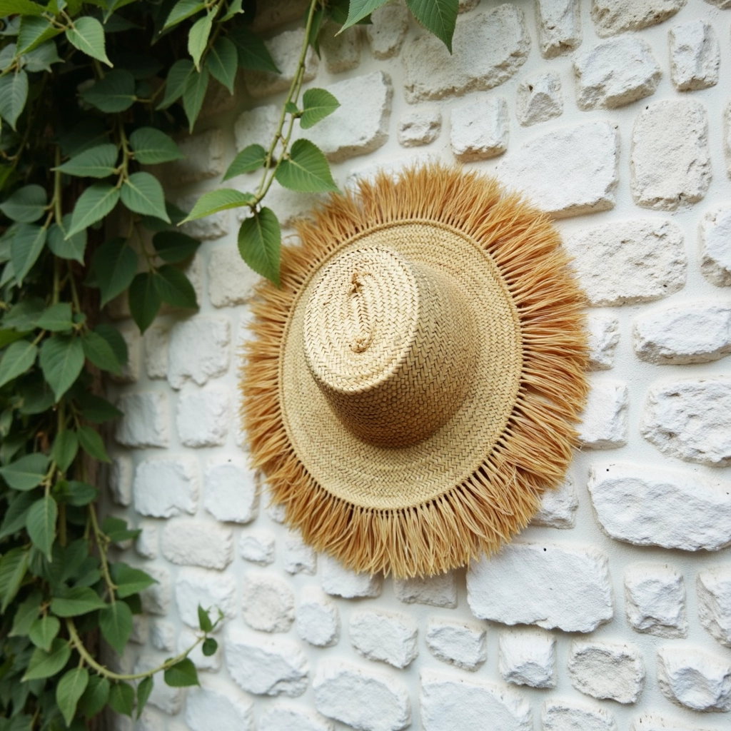 Woven-Garden-Hat-Palm-Leaf-Hat-5.webp Handwoven Fringe Garden Hat – Natural Straw Sun Hat with Wide Brim (26″ Diameter)