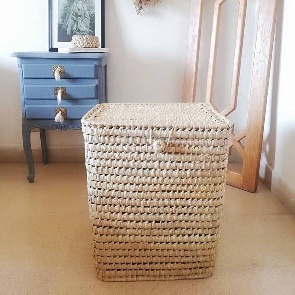 Square Palm Leaf Storage Basket