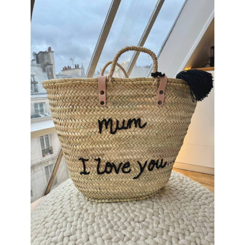 a2ce6f2bac7984d142364387019e813e48682044faf335e8271221ec35b18309-1.jpeg Double-Handled Embroidered Basket - Mum, I Love You (Black)
