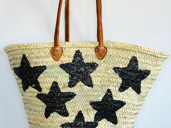 Handwoven Black Star Basket – Chic Storage & Everyday Tote