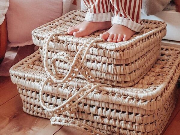 Handwoven Palm Leaf Suitcase | Moroccan Eco-Friendly Storage