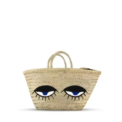 Half Awake Basket Tote – Handwoven Moroccan Palm Leaf & Cotton Bag