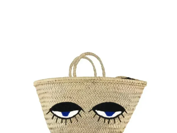 Half Awake Basket Tote – Handwoven Moroccan Palm Leaf & Cotton Bag