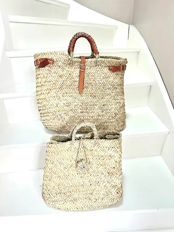 Handwoven Palm Leaf Handbag – Moroccan Artisan Tote for Everyday Use