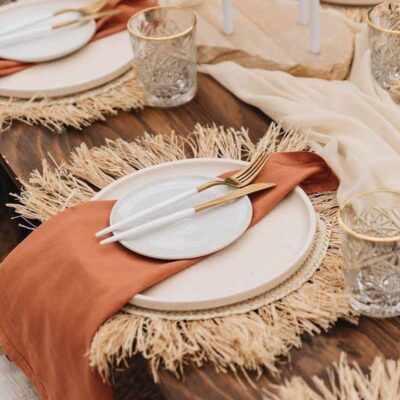 Handwoven Wicker Moroccan Placemats with Tassels – Boho Table Decor