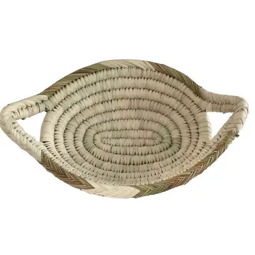 Handwoven Oval Basket – Natural Palm Leaf Storage & Serving Tray