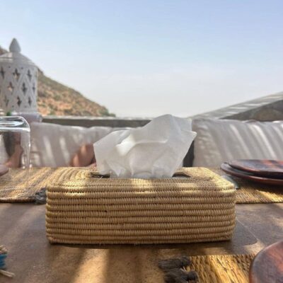 Handwoven Raffia Tissue Box Cover – Boho Natural Home Decor