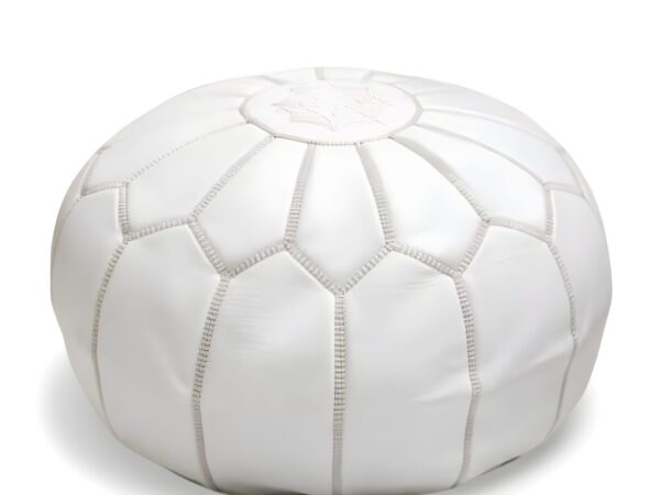 d88cb5d2-7e42-47f5-842b-0763d768c54d.jpg White Moroccan Leather Pouf – Handcrafted Round Ottoman (21″ × 12″)
