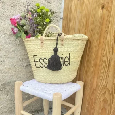 Handwoven Moroccan Shopping Basket – Palm Leaf Market & Beach Tote