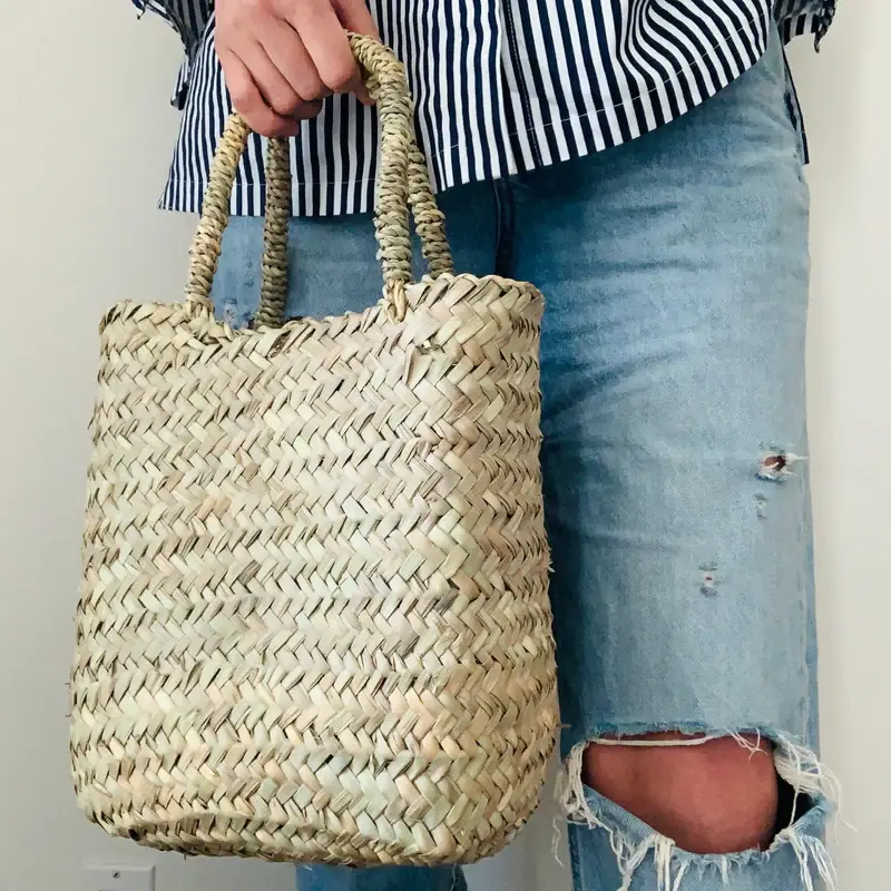 Handwoven Palm Leaf Tote Bag | Rectangular Eco-Friendly Bag | 28x24x12 cm