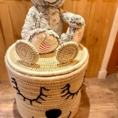 Bear Basket – Handwoven Moroccan Storage with Adorable Bear Ears